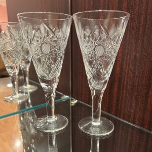 Vintage Cut Crystal Wine Glasses Set of 2